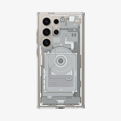 ACS07294 - Galaxy S24 Ultra Case Ultra Hybrid Zero One in Zero One White showing the back